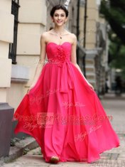 Sleeveless Sashes ribbons and Ruching and Hand Made Flower Zipper Prom Dress