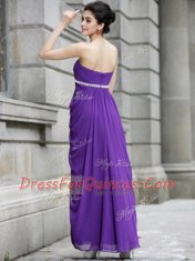 Custom Made Purple Strapless Neckline Beading Dress for Prom Sleeveless Zipper