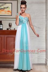 Straps Sleeveless Chiffon Prom Party Dress Beading and Sequins and Hand Made Flower Side Zipper