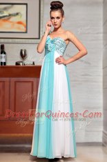 Straps Sleeveless Chiffon Prom Party Dress Beading and Sequins and Hand Made Flower Side Zipper