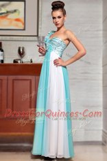 Straps Sleeveless Chiffon Prom Party Dress Beading and Sequins and Hand Made Flower Side Zipper