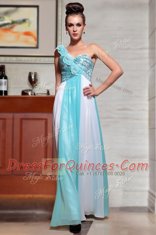 Straps Sleeveless Chiffon Prom Party Dress Beading and Sequins and Hand Made Flower Side Zipper