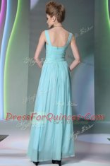 Charming Straps Sleeveless Zipper Prom Dresses Aqua Blue Chiffon