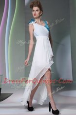 Exquisite Asymmetric Sleeveless Chiffon Ruffled Layers and Sequins and Hand Made Flower Side Zipper