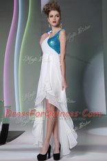 Exquisite Asymmetric Sleeveless Chiffon Ruffled Layers and Sequins and Hand Made Flower Side Zipper