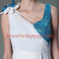 Exquisite Asymmetric Sleeveless Chiffon Ruffled Layers and Sequins and Hand Made Flower Side Zipper