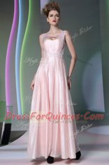 Fancy Baby Pink Scoop Zipper Beading Prom Dress Sleeveless