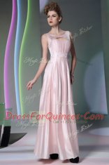 Fancy Baby Pink Scoop Zipper Beading Prom Dress Sleeveless