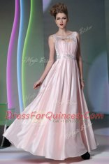 Fancy Baby Pink Scoop Zipper Beading Prom Dress Sleeveless