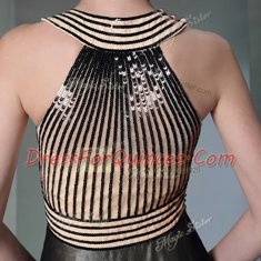 Dynamic Halter Top Sleeveless Prom Gown Floor Length Beading Black Chiffon