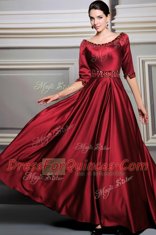 Fantastic Zipper Red for Prom and Party with Beading and Belt Brush Train