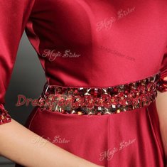 Fantastic Zipper Red for Prom and Party with Beading and Belt Brush Train