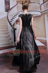 Luxury Scoop Sleeveless Zipper Floor Length Beading and Appliques Dress for Prom