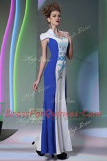 Cap Sleeves Embroidery Zipper Prom Gown