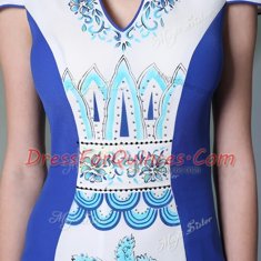 Cap Sleeves Embroidery Zipper Prom Gown