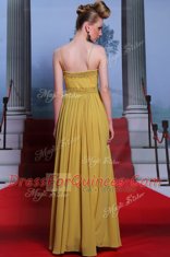 Shining Gold Chiffon Side Zipper Homecoming Dress Sleeveless Floor Length Appliques