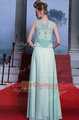 Custom Fit Scalloped Sleeveless Chiffon Prom Gown Embroidery Side Zipper