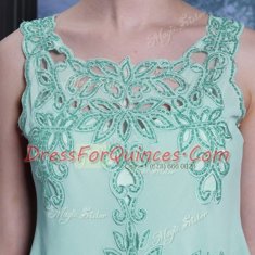 Custom Fit Scalloped Sleeveless Chiffon Prom Gown Embroidery Side Zipper