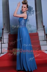 Scoop Sleeveless Beading and Ruching Side Zipper Evening Dress