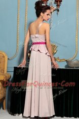 Charming Sleeveless Organza Floor Length Side Zipper Dress for Prom in Pink with Pattern