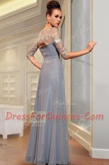 Stylish Ankle Length Column/Sheath Half Sleeves Grey Side Zipper