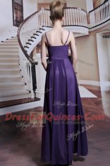 Superior Purple Sleeveless Beading Floor Length Evening Dress