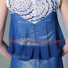 Scoop Navy Blue Sleeveless Floor Length Beading Zipper Prom Dresses