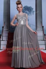 Wonderful Scoop Grey Sleeveless Beading Floor Length