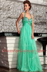 Halter Top Sleeveless Sweep Train Beading Zipper