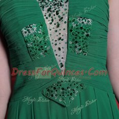 Trendy Halter Top Sleeveless Zipper Prom Party Dress Teal Chiffon