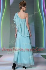 Deluxe One Shoulder Cap Sleeves Ruffles Side Zipper Prom Dress