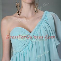 Deluxe One Shoulder Cap Sleeves Ruffles Side Zipper Prom Dress
