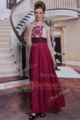 Excellent Sleeveless Beading and Appliques Side Zipper Prom Evening Gown