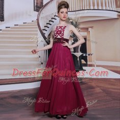 Excellent Sleeveless Beading and Appliques Side Zipper Prom Evening Gown