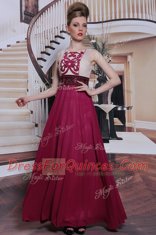 Excellent Sleeveless Beading and Appliques Side Zipper Prom Evening Gown