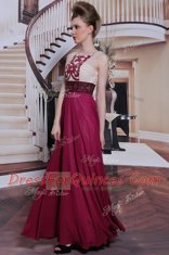 Excellent Sleeveless Beading and Appliques Side Zipper Prom Evening Gown