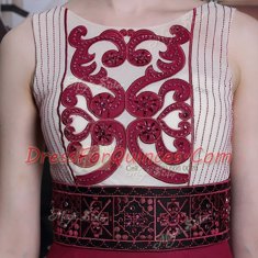 Excellent Sleeveless Beading and Appliques Side Zipper Prom Evening Gown