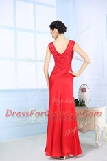 Pretty Sleeveless Side Zipper Floor Length Beading Prom Party Dress