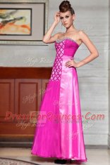 Edgy Column/Sheath Evening Dress Fuchsia Sweetheart Chiffon Sleeveless Ankle Length Side Zipper