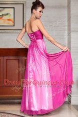 Edgy Column/Sheath Evening Dress Fuchsia Sweetheart Chiffon Sleeveless Ankle Length Side Zipper
