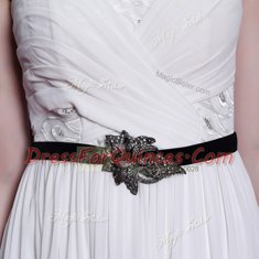 Gorgeous Sweetheart Sleeveless Evening Dress Floor Length Ruching and Belt White Chiffon