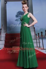 Latest Dark Green Side Zipper Scoop Beading Prom Gown Chiffon and Sequined Sleeveless