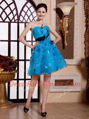 Sleeveless Zipper Knee Length Appliques and Belt Prom Party Dress