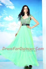 Simple Bateau Sleeveless Chiffon Prom Evening Gown Beading Backless