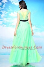 Simple Bateau Sleeveless Chiffon Prom Evening Gown Beading Backless