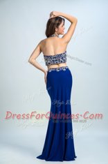 Extravagant Halter Top Sleeveless Backless Floor Length Beading Homecoming Dress