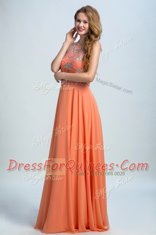 Comfortable Orange Homecoming Dress Prom and For with Beading Scoop Sleeveless Backless