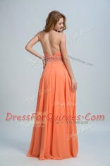 Comfortable Orange Homecoming Dress Prom and For with Beading Scoop Sleeveless Backless