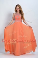 Comfortable Orange Homecoming Dress Prom and For with Beading Scoop Sleeveless Backless