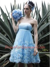 Baby Blue Sleeveless Organza Backless Prom Dress for Prom and Party